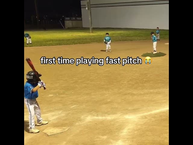 First time playing fast pitch baseball goes wrong!  Gets hit right in the head with the pitch!