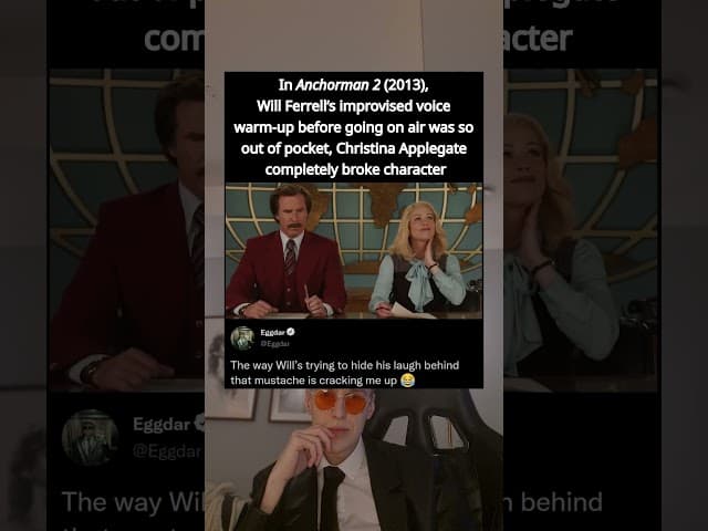 In Anchorman 2 (2013), Will Ferrell's improvised voice warm-up before going on air was so out of
