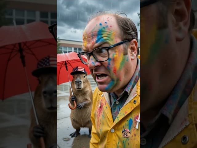 Jinu Hid Rainbow Powder in Capybara's Raincoat... The Teacher Wore It!