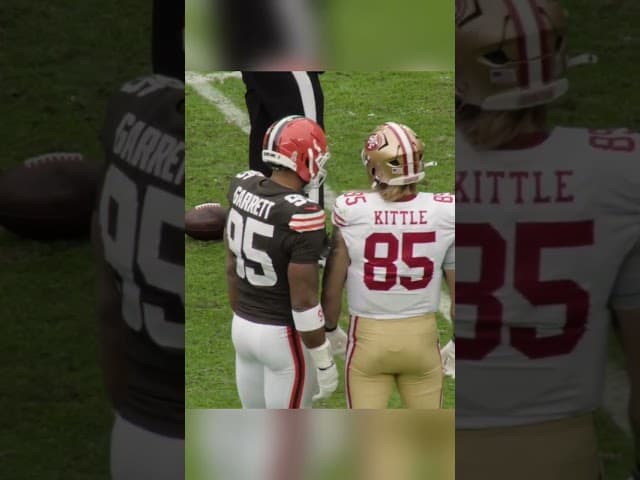 #49ers Brock Purdy and George Kittle had some classic moments with Myles Garrett on Sunday 😅
