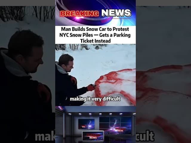 Man Builds Snow Car to Protest NYC Snow Piles — Gets a Parking Ticket Instead #news#shorts #foryou