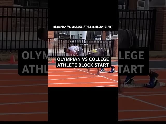 The differences in starting mechanics between an Olympian and a college athlete.