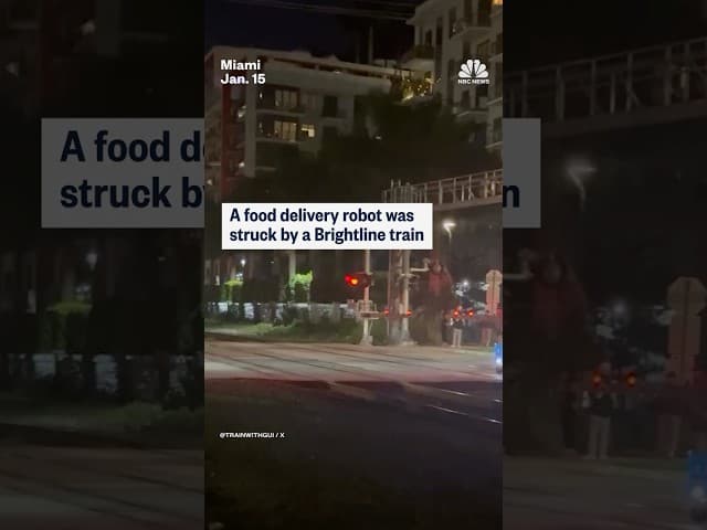 A food delivery robot was struck by a Brightline train