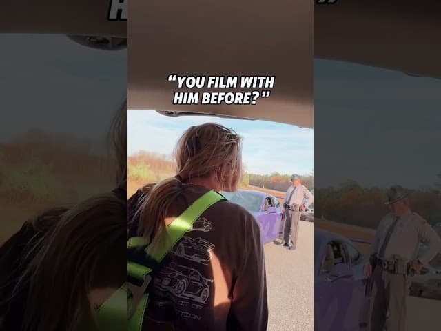 Get pulled over with me 🤠 • • #cars #cops #cargirl #copsofinstagram #funny #bts #filming #rollers