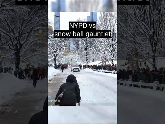 New Yorkers vs NYPD snowball Gauntlet 😆💀 #shorts #nyc #snow #nypd