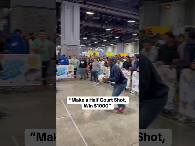 Make half court shot & win 1k🤑 #basketball #sneakers #sneakerhead #shorts