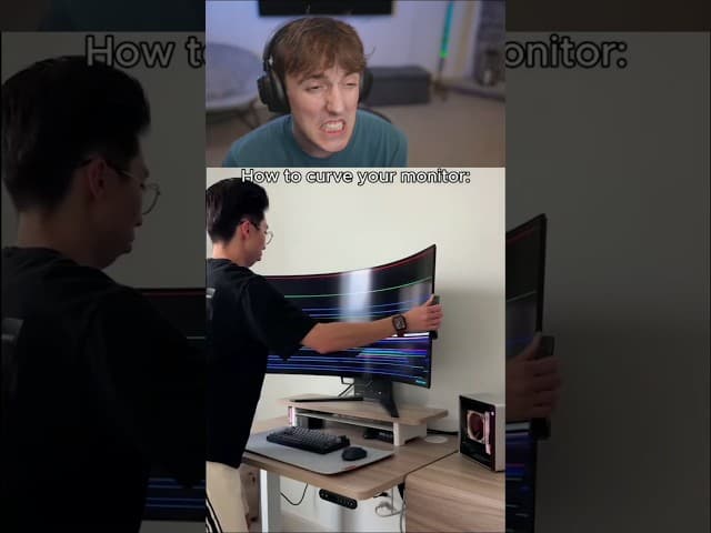 Bro tried to curve his monitor 😭