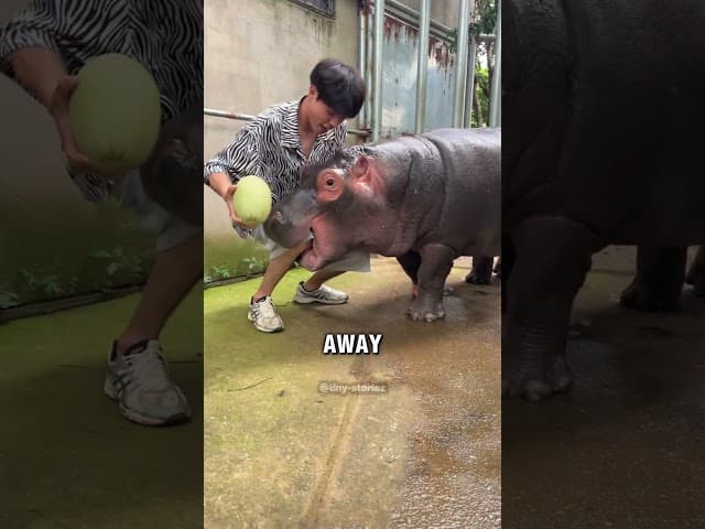 Playful zookeeper messed with the hippos 🥰❤️