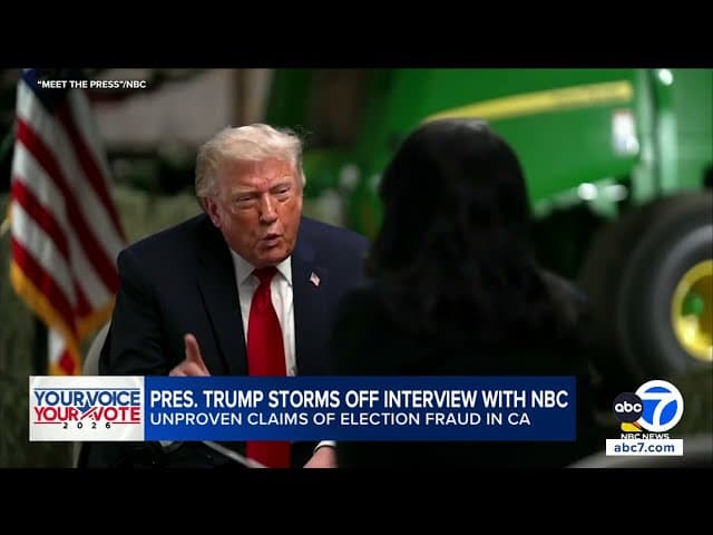 Trump storms off interview, pushes claims of election fraud in California