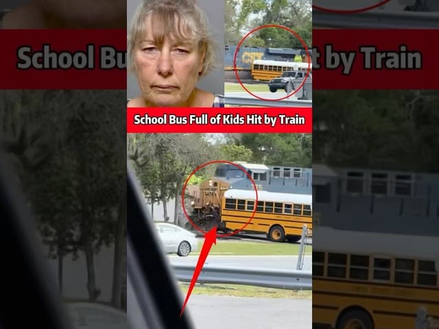 Breaking News：School Bus Full of Kids Hit by Train#school #kids #shorts