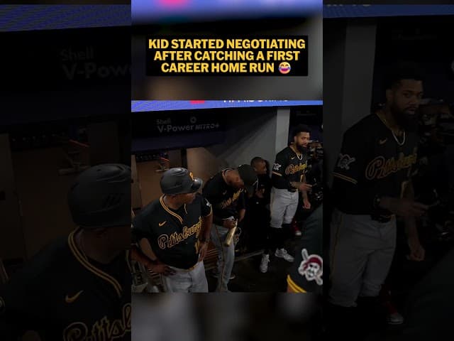 Esmerlyn Valdez traded a signed bat and hat for his home run ball 👀