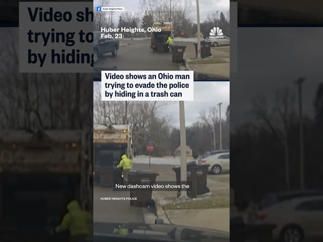 Video shows an Ohio man trying to evade the police by hiding in a trash can